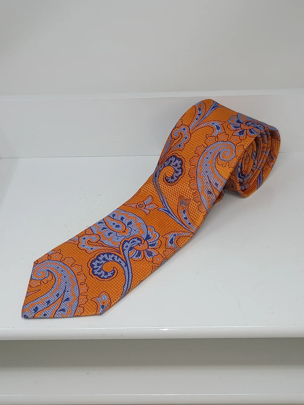 Cremieux Orange Paisley Men's Tie - Classic Silk Look